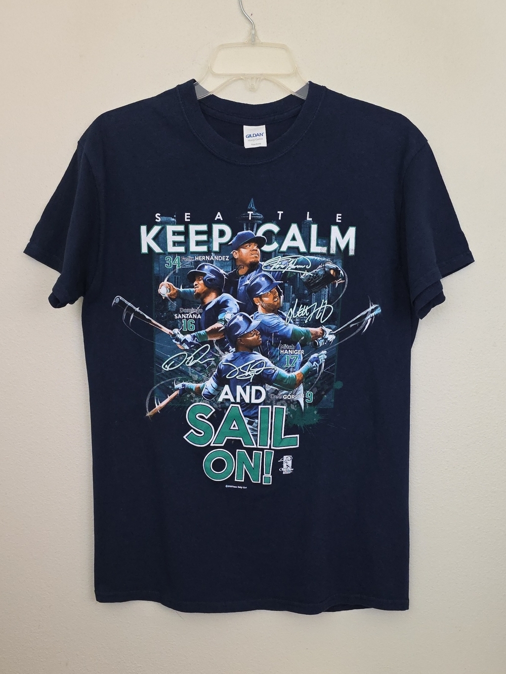Seattle Mariners Gildan Blue 2019 Graphic Short Sleeve 100% Cotton T-Shirt Y M